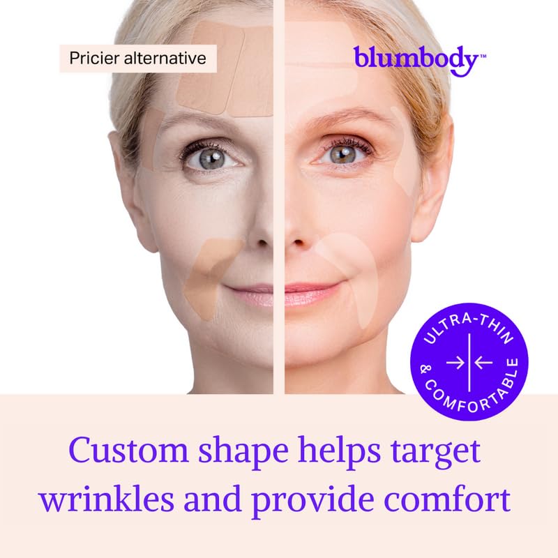 BLUMBODY Face & Forehead Wrinkle Patches - Anti Wrinkle Facial Patches to Smooth Eye, Mouth, Forehead Wrinkles - Non-Silicone Face Tape for Fine Wrinkles between Eyes & Face - Patches (30 day supply)