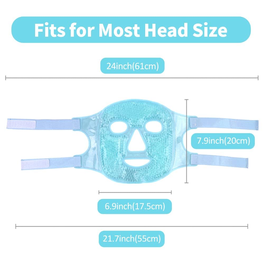 NEWGO Gel Face Mask Cold Pack Cooling Gel Face Mask, Hot Cold Therapy Cold Face Mask for Puffy Eyes, Migraines Relief, Skin Care, Puffiness, Acne - Blue