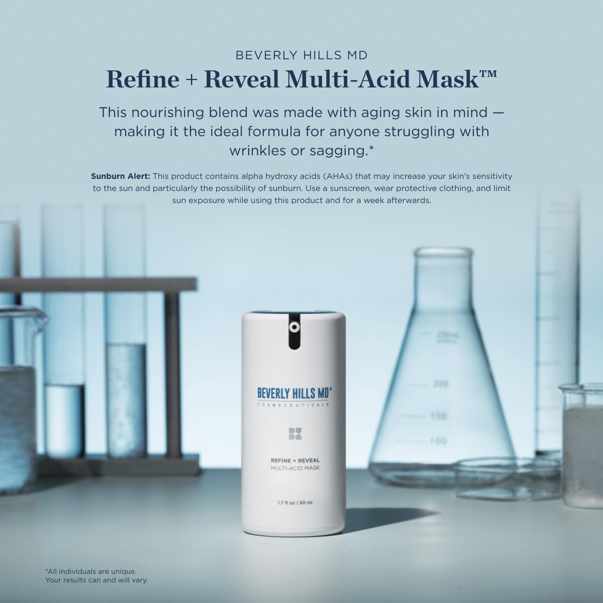 Refine + Reveal Multi-Acid Mask for Aging Skin, Anti-Wrinkle Exfoliating Formula for Smooth Skin- Target Dark Spots, Large Pores w/Glycolic, Lactic, Mandelic, Salicylic, Azelaic Acid