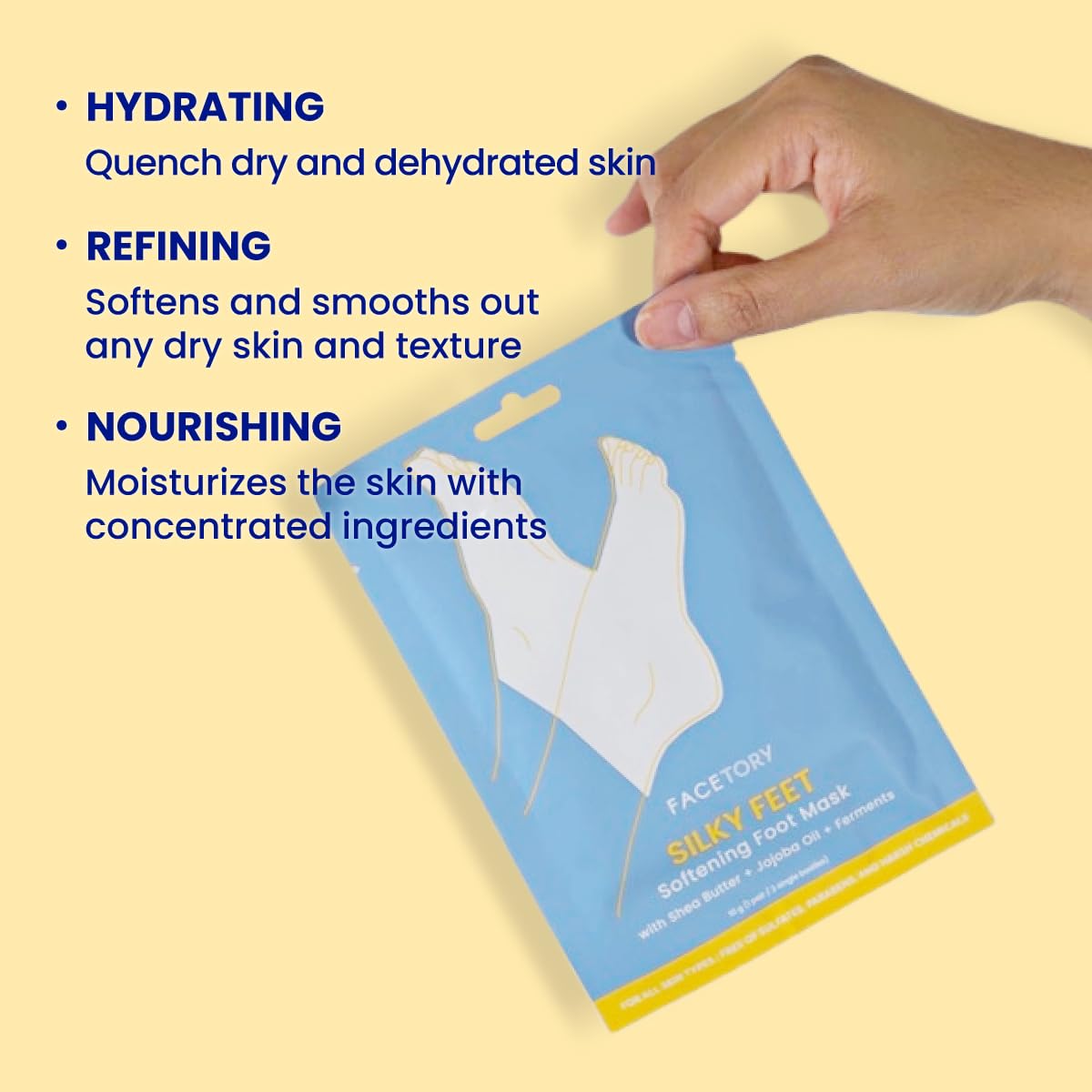 FACETORY Body Spa Sheet Mask Bundle Variety Pack of 3 with Korean Sheet Masks for Feet, Hands, and Butt - Softening, Hydrating, Nourishing, and Refreshing, for Dry, Cracked Skin